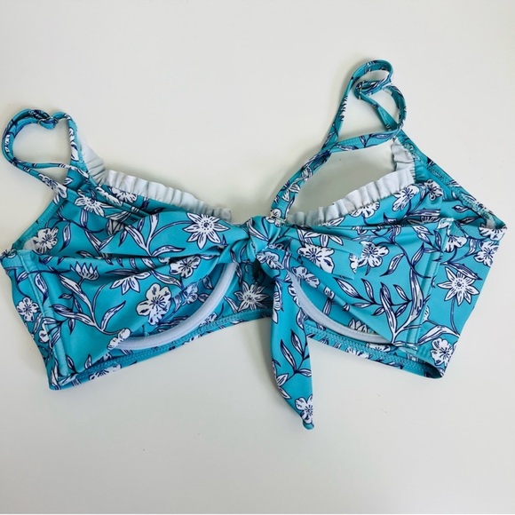 BNWOT Zaful Floral Blue Floral Ditsy Ruffle Wired Tie Top & High Leg Bikini Set - Picture 4 of 6